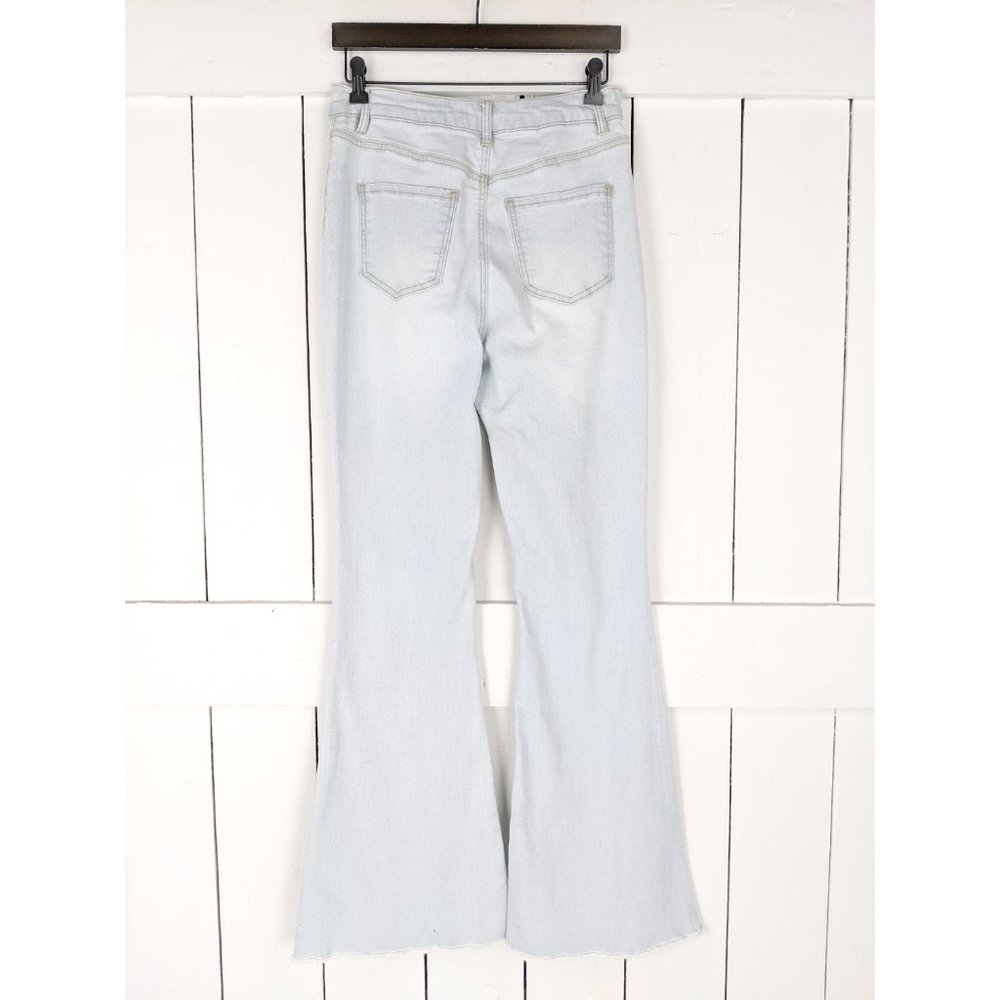 90s vintage light blue flare high rise denim jeans - Picture 6 of 6